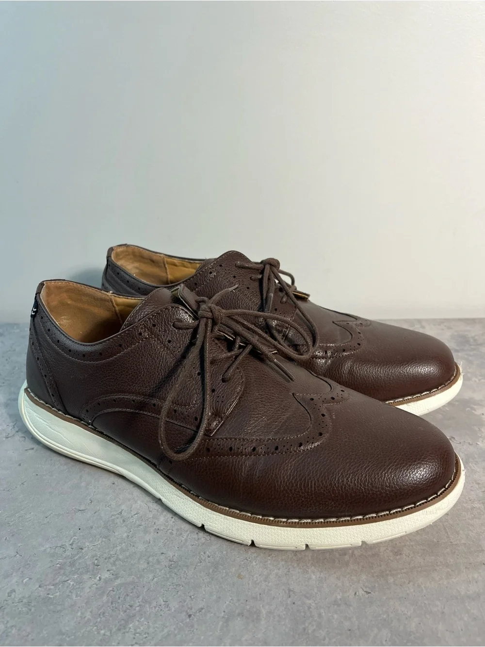 Nautica Brown Leather Wingtip Oxford Shoes Comfortable Dress Casual Men’s 10.5